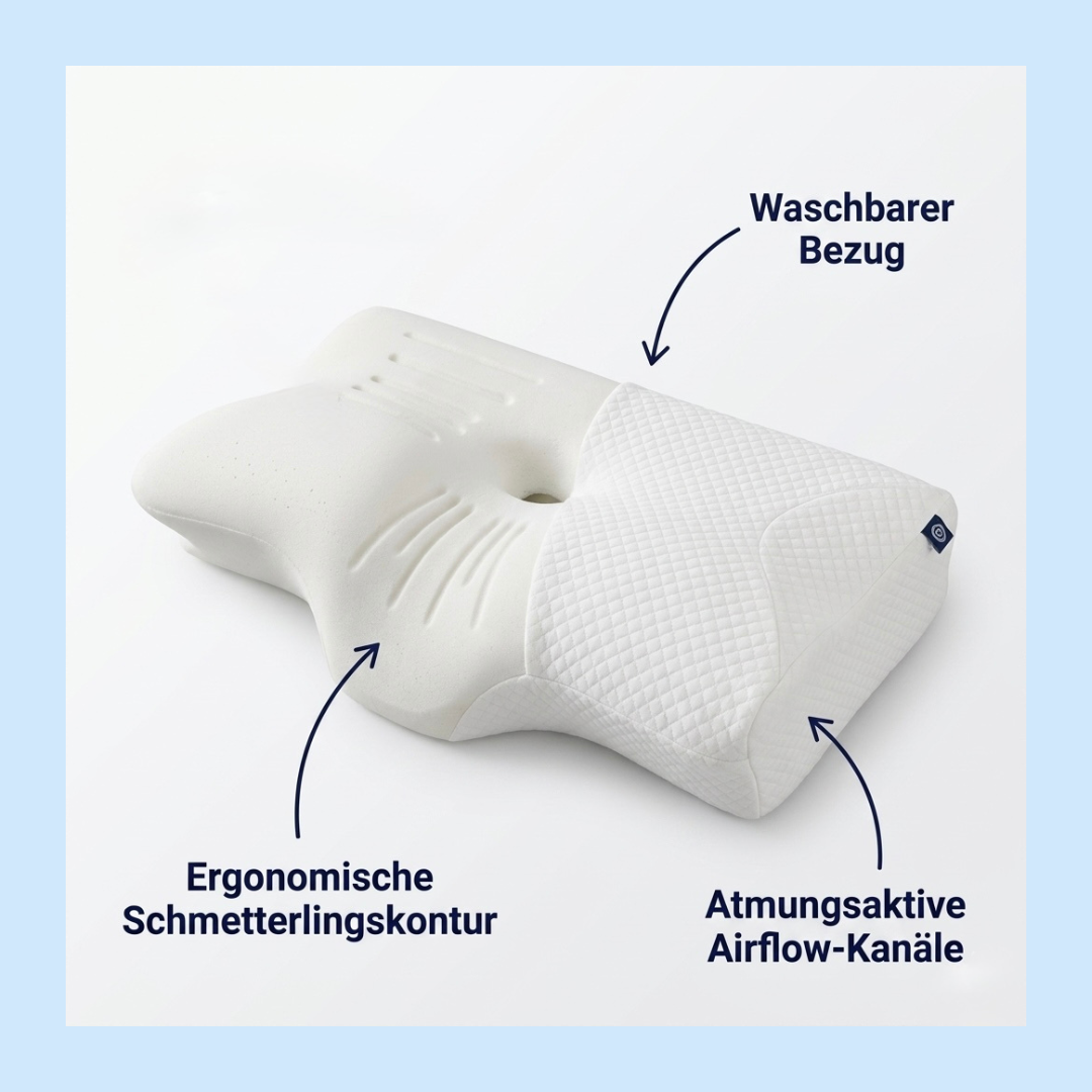 Entlastendes Nackenkissen mit Schmetterlingskontur